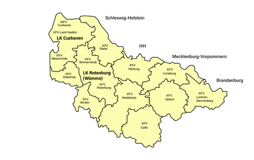 Landkarte der Feuerwehrverbände Lüneburg